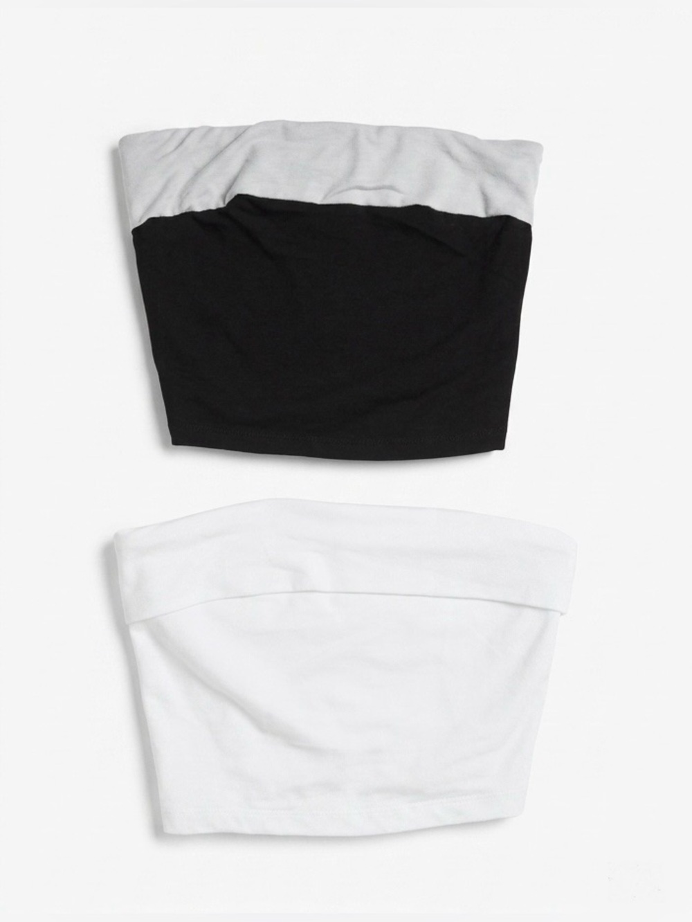 2pc Bershka Contrast Foldover Tube Top Bandeau Black & White Size XS